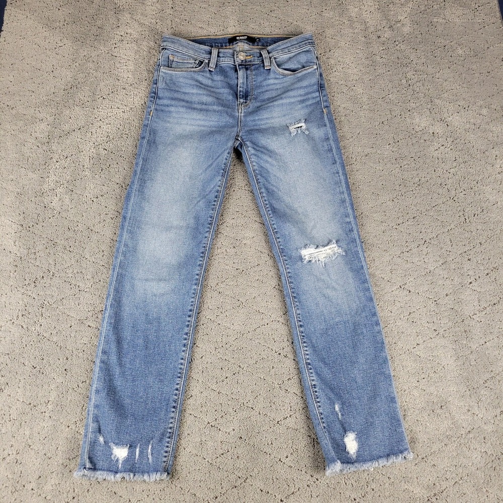 Hudson Jeans Womens 26 Blue Nico Straight Leg Mid Rise Distressed Stretch Denim